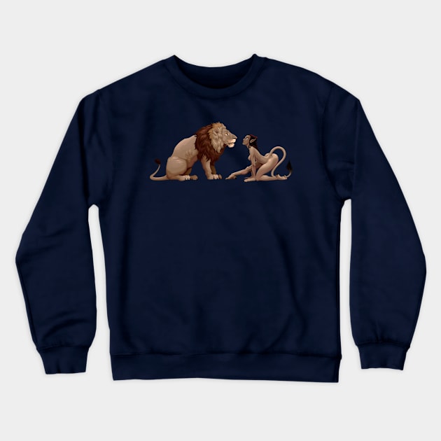 Lion And Woman Crewneck Sweatshirt by ddraw